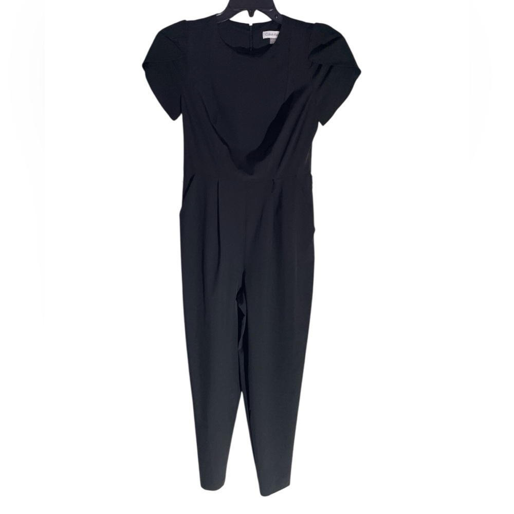 Calvin Klein black tulip sleeve jumpsuit sz 2